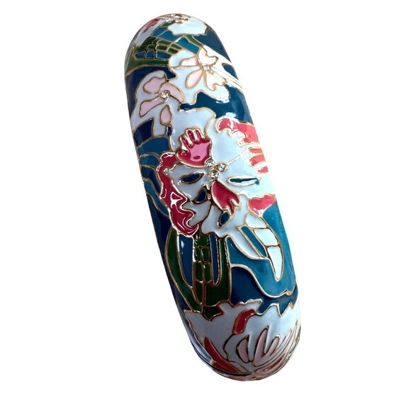 Tommy Bahama Gold-Tone Enamel Floral Hinged Bangle Bracelet Size 7.25 Multicolor - Picture 1 of 11